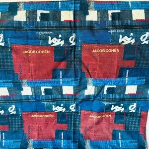 Jacob Cohen Cotton Silk Italy Scarf Hanky Jean Denim Patchwork
